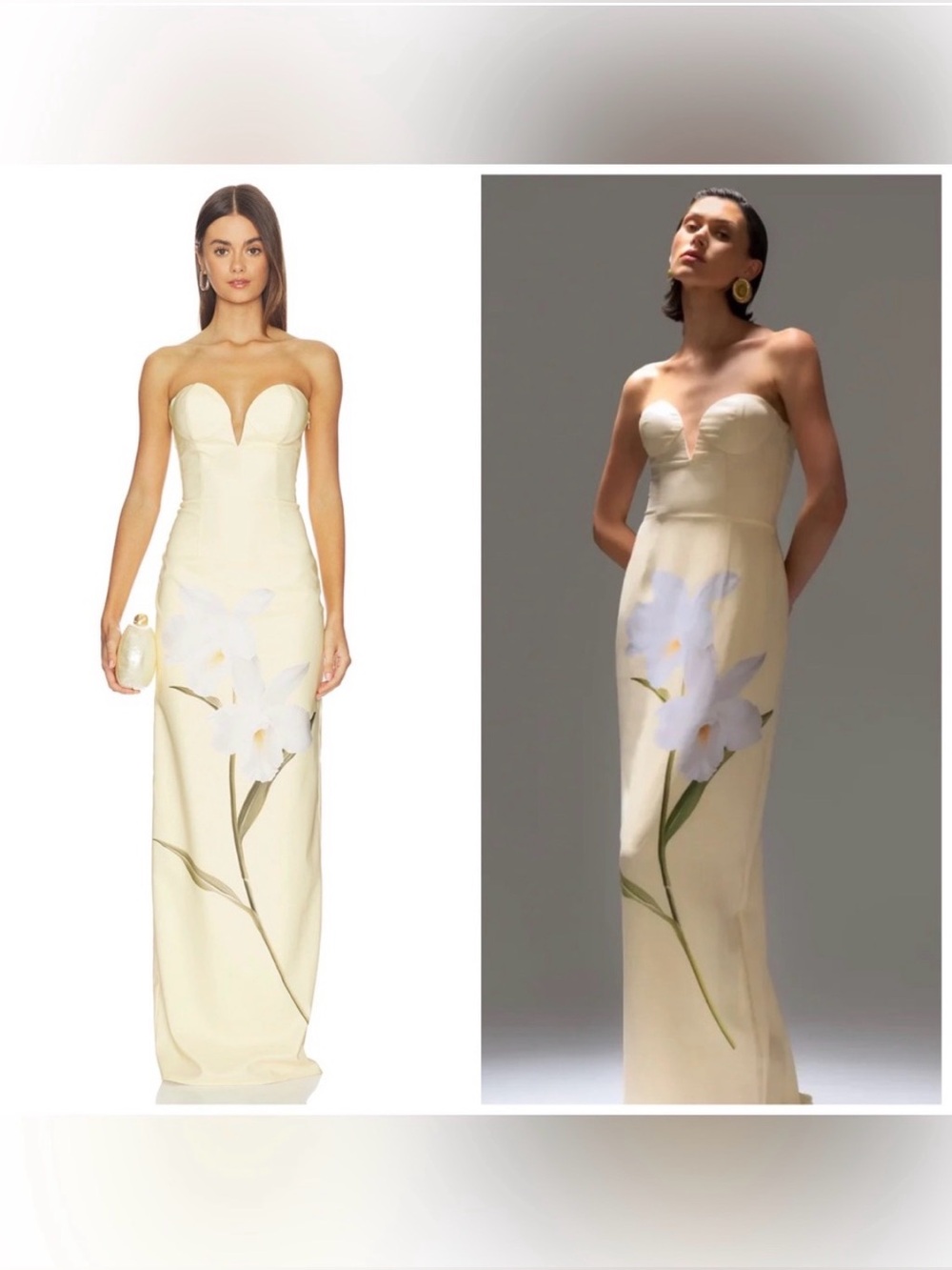 Katie May Ursula Gown Medium Butter Floral Yellow Maxi Dress Strapless